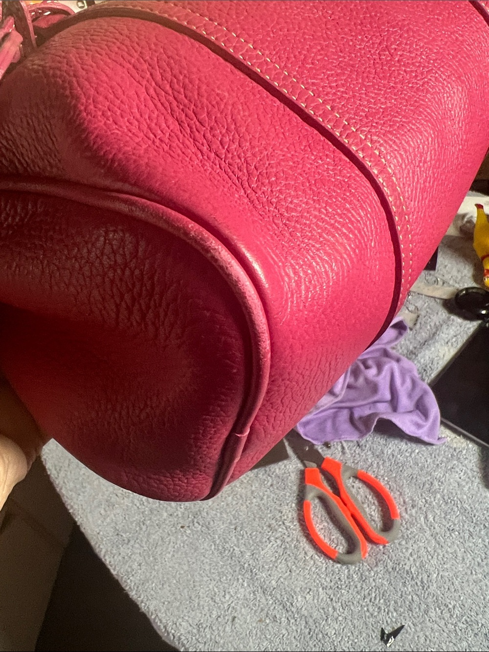 Dooney & Bourke Rose Pink Pebbled Leather Barrel Shoulder Bag - Picture 3 of 6